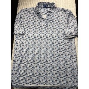 Stitch Polo Shirt Men's M/L Blue Camo Golf Performance Stretch AOP Excellent